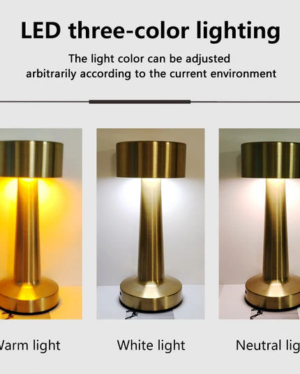 Rechargeable Led Table Lamp Retro Night Light Desk Bar Coffee Dining Room Home Decor Wireless 3 Colors Dimmable Touch Switch