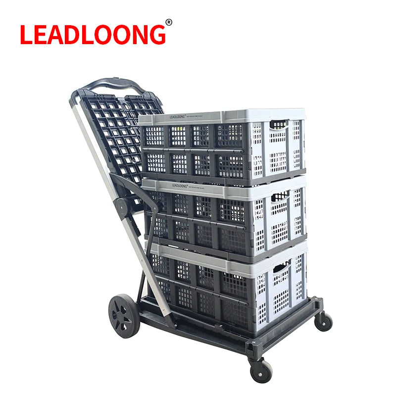 LEADLOONG Wholesale Two Tier Shopping Troller Factory Supermaket Equipment Double Desk Carts for Grocery  Store