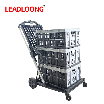 LEADLOONG Wholesale Two Tier Shopping Troller Factory Supermaket Equipment Double Desk Carts for Grocery  Store