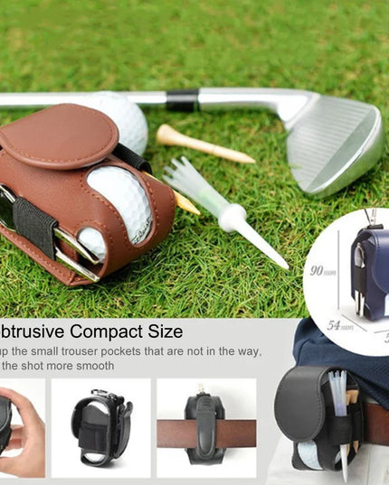 1PC Golf Ball Bags Mini Ball Storage Bags PU Leather Hang On Waist Golf Ball Bag Pouch With Metal Buckle Golf Belt Ball Bags
