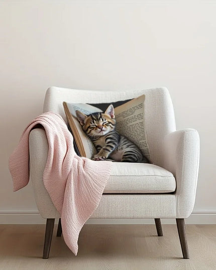 Creative Sleep Cat Fashion Design Printed Pillowcase Single Sided Comfortable Indoor Sofa Home Cushion Pillow Set Accessories