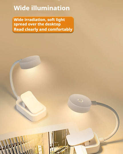 Rechargeable Portable LED Table Lamp Book Lights Adjustable Eye Protection Night Light Mini 360°Clip-On Reading Battery Desk Lam