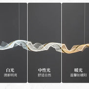 Modern Wave LED Pendant Lights for Living Restaurant Room Food Tables Bar Golden Chandelier Home Decor Hanging Light Fixture