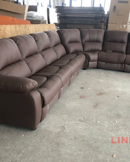 Luxury Oversized Sectional Recliner Sofa with Chaise Lounge – Home Electric Theater Seating, Genuine Leather – for Cinema Room