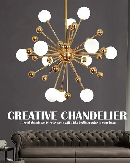 Modern Global Led Chandelier Kitchen Restaurant Living Room Pendant Lamp Organic Glass Acrylic Artificial Satellite Decor Lights