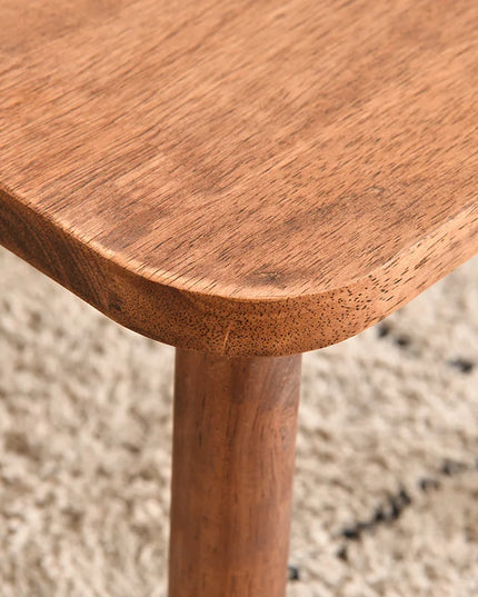 1pc All Solid Wood Shoe Changing Stool, Small Walnut Color Stool For Living Room, Entrance, Bathroom, Bedroom, Kitchen