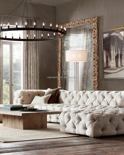 Handcrafted lounge suite sofa set living room furniture home  round side table oak natural