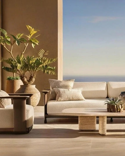 New Arrival Modern Design Outdoor Teak Sofa Combination Modern Teak Patio Garden Sofas Set Waterproof Villa Furniture