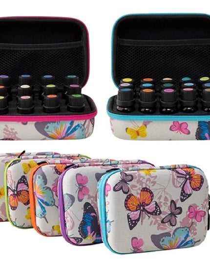 Travel Essentials Oil Storage Bag White Butterfly 15/12 Slots for 5ML 15ml Essential Oil Storage Case 10ml Display Organizadores
