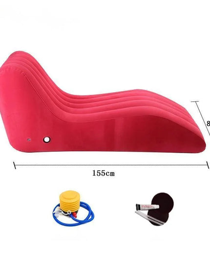 Portable S-shaped Love Position Labor-saving Sitting Inflatable Sofa Bed Yoga Chaise Lounge For Garden Bedroom Folding Furniture