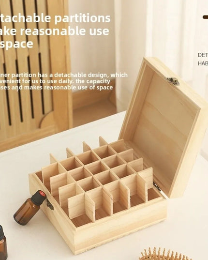 New Wooden Essential Oil Storage Box 12/15/16/25 Slots Durable Aromatherapy Container Essential Oil Carry Case Home Use
