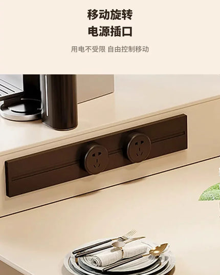Kitchen Island with Extendable Dining Table Integrated Rolling Kitchen Storage Household with Slate Rack Cabinet for Kitchen