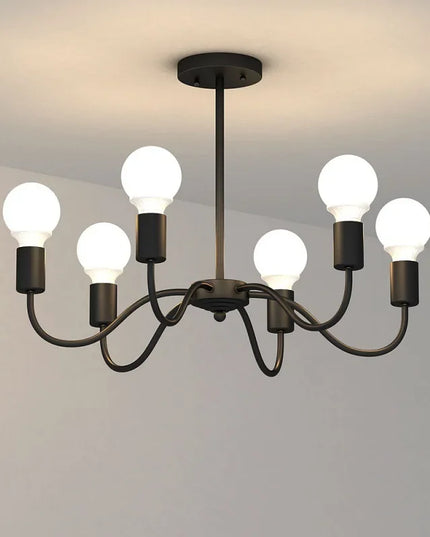 Modern Chandelier  Industrial  Living Room Black E27 Hotel Hall Home Decor Parlor Retro Simple Household Art Pendant Lights