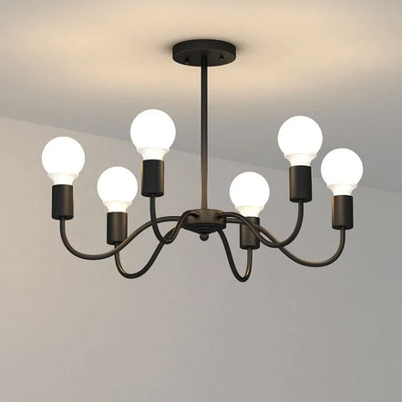Modern Chandelier  Industrial  Living Room Black E27 Hotel Hall Home Decor Parlor Retro Simple Household Art Pendant Lights