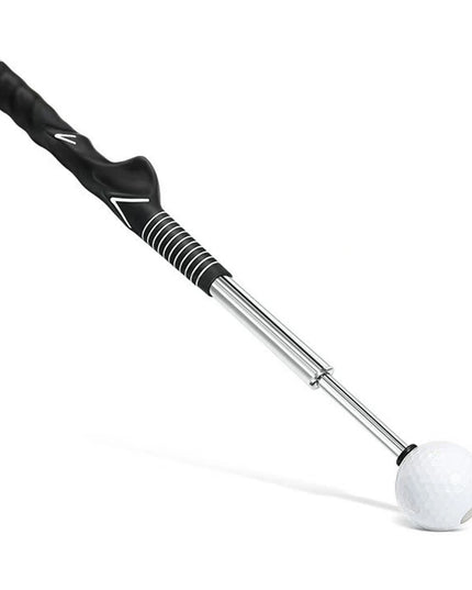 Retractable Golf Swing Trainer with Click Feedback Anti-Slip Rubber Grip Foldable Golf Practice Aid for Indoor Outdoor Training