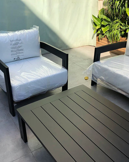Outdoor Furniture Garden Aluminum Outdoor Sofa Living Single Sofa and Ottoman Set