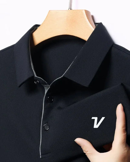 2025 new men's golf jersey summer collar, loose, elastic, quick drying and moisture absorption