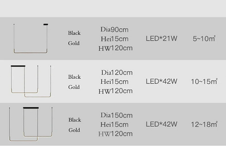 Modern LED Strip Chandelier Light Restaurant Kitchen Decor Ceiling Gold Hanging Pendants Living Room Lighting Indoor Lamp Lustre
