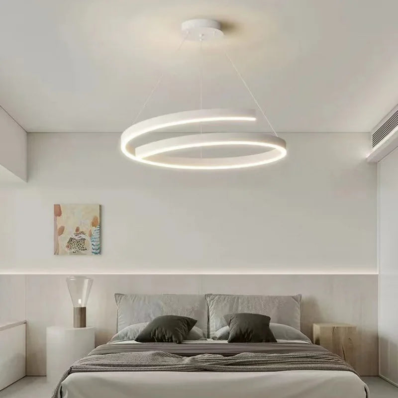 Modern LED spiral chandelier is suitable for living room dining room bedroom study villa home decoration lighting room decoratio