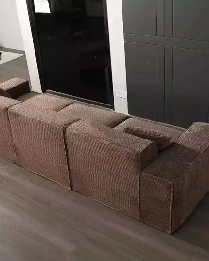 Compressed fabric sofa corduroy small unit straight row full sponge sofa without skeleton tofu block sofa