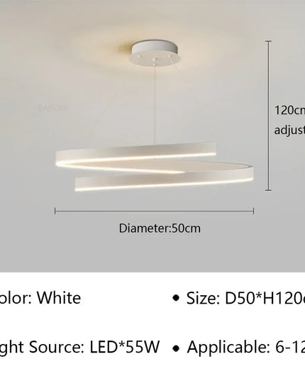 Modern LED spiral chandelier is suitable for living room dining room bedroom study villa home decoration lighting room decoratio