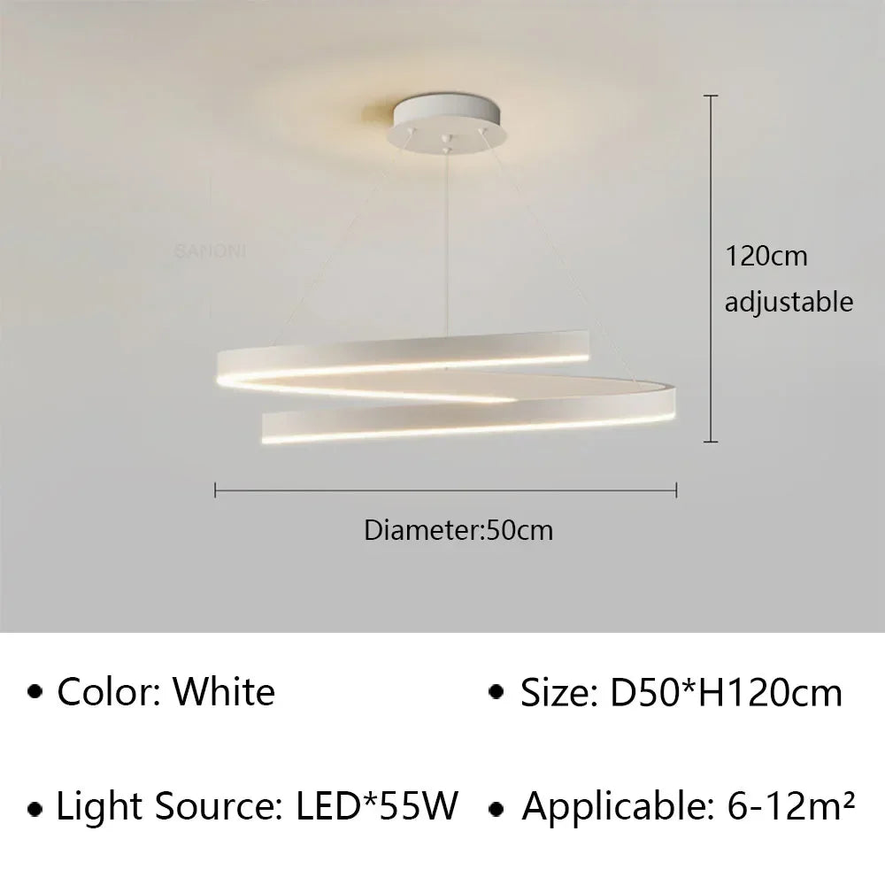Modern LED spiral chandelier is suitable for living room dining room bedroom study villa home decoration lighting room decoratio