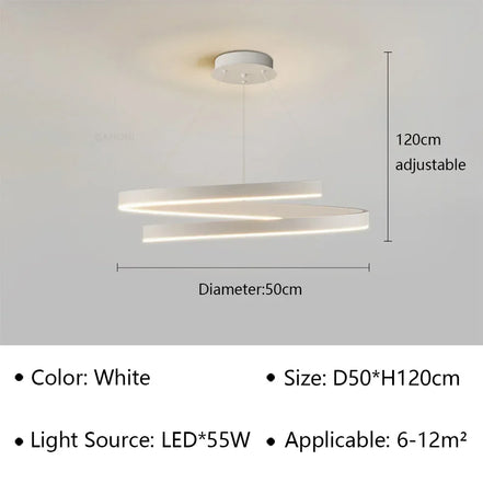 Modern LED spiral chandelier is suitable for living room dining room bedroom study villa home decoration lighting room decoratio