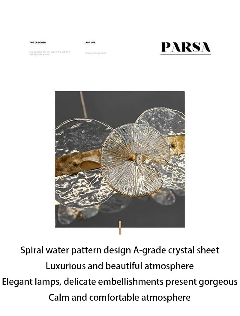 Modern LED Chandelier Lamp For Living Room Bedroom Dining Kitchen Ceiling Lights Ring Glass Flower Design Suspension Light