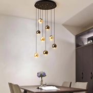 Modern LED Crystal Chandelier Art Decor Ball Long Hanging Lamps for Staircase Minimalist Round Gold Creative Lighting Fixtures