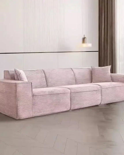 Compressed fabric sofa corduroy small unit straight row full sponge sofa without skeleton tofu block sofa