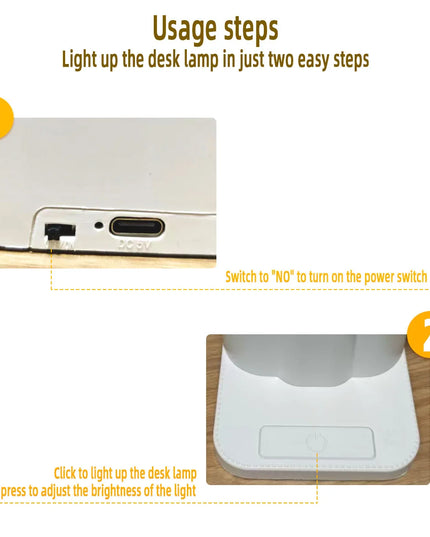 USB Rechargeable Table Lamp Learning Dormitory Bedroom Bedside LED Night Light Eye Protection 3 Levels Dimmable Touch Desk Lamp