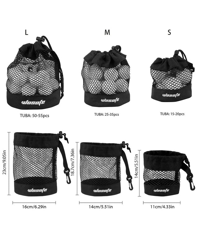 1pc Black Golf Ball Pouch Bag, with High Quality Mesh Nylon and Hanging Plastic Clip,Convenient To Hang On Golf Bag
