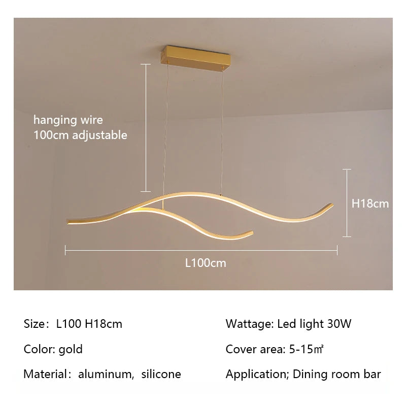Modern Minimalist Led Chandelier Creative Personality Dining Room Bar Pendant Light Lighting Kitchen Hanging Lamp Lustre Fixture