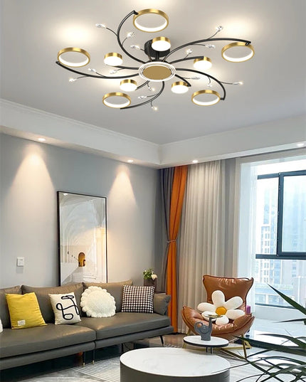 Modern Led Chandelier Gold Aluminum Luxury Pendant Lights For Living Room Bedroom Study Room K9 Crystal Decorative Lamps 90-260V