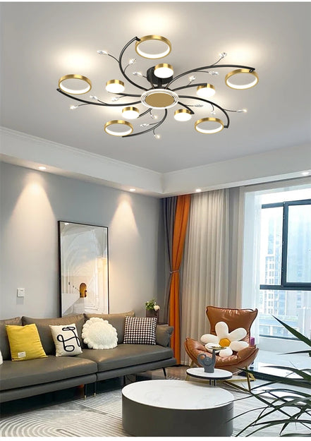 Modern Led Chandelier Gold Aluminum Luxury Pendant Lights For Living Room Bedroom Study Room K9 Crystal Decorative Lamps 90-260V