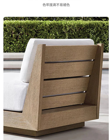 New Arrival Modern Design Outdoor Teak Sofa Combination Modern Teak Patio Garden Sofas Set Waterproof Villa Furniture