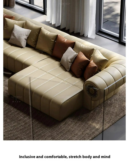 Italian Leather Living Room Sofas Minimalist Luxury Modern Design Sofa Multifunctional Elegant Meuble De Salon Home Furniture