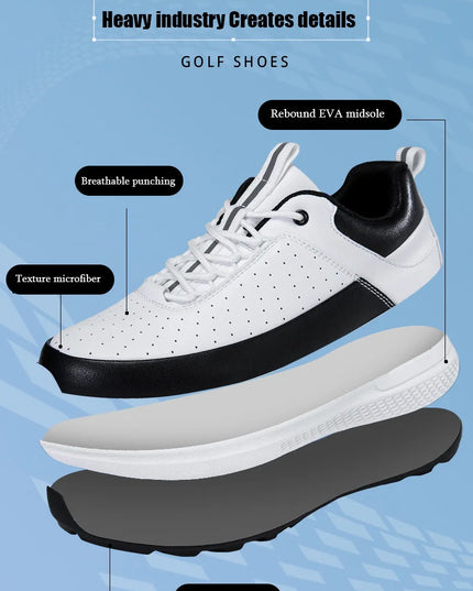 Men's Lightweight Golf Shoes-Breathable Sports Casual Shoes, Lace-Up Design, Non-Slip Rubber Sole-Universal in All Seasons