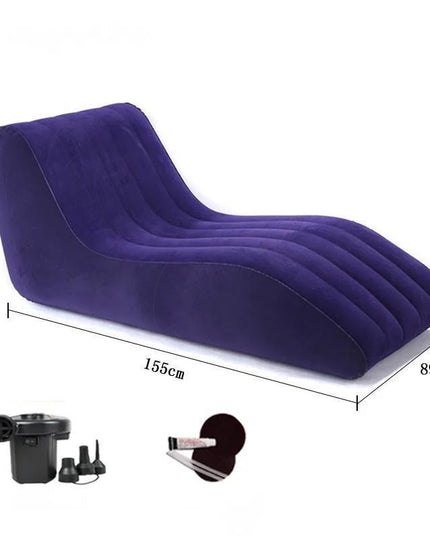 Portable S-shaped Love Position Labor-saving Sitting Inflatable Sofa Bed Yoga Chaise Lounge For Garden Bedroom Folding Furniture