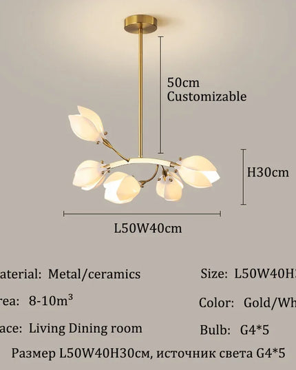 Modern Luxury French Creamy Wind Ceramic Chandelier Living Dining Room Bedroom Led Pendant Lamp Home Decor Hanging Light Fixture