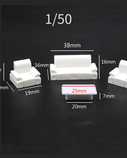 2 Sets 1:50 1:75 DIY Architecture Building Indoor Furniture Model Diorama ABS Plastic Sofa Set House Decoration for Layout