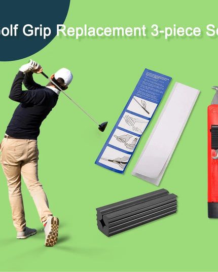 Complete Golf Club Grip Repair Kit with 13 Grip Tape Strips Rubber Clamp and Hook Blade for Easy Regripping
