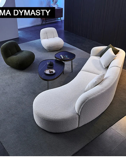 curved sofa modern minimalist living room large apartment concubine light luxuryinsWind shaped corner fabric sofa
