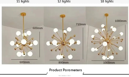 Modern Global Led Chandelier Kitchen Restaurant Living Room Pendant Lamp Organic Glass Acrylic Artificial Satellite Decor Lights