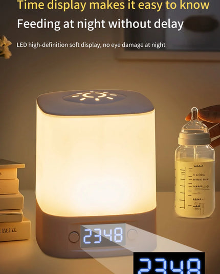 LED Night Lamp Rechargeable Table Lamp Clock Display Soft Sleeping Lamp Touch Switch Bedside Lamp for Bedroom Decor