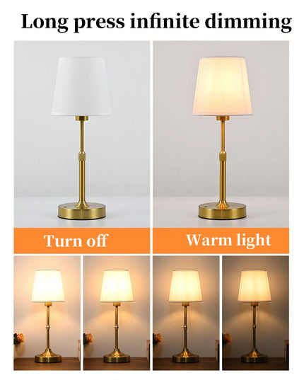 Cordless Table Lamps Rechargeable Battery Lamp with 3-Level Dimmable Fabric Touch Bedside Lamps for Bedroom, Living Room