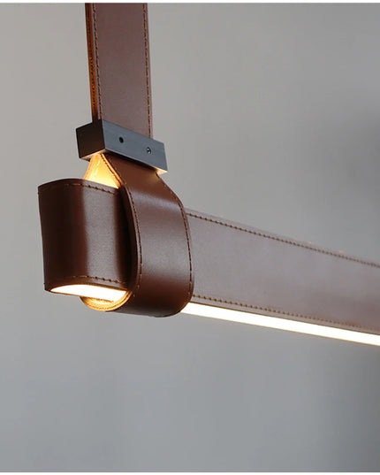 Modern LED Leather Chandelier Minimalist long chandelier For Living Room Kitchen Island Decor Dining Table Hanging Lamp fixtures