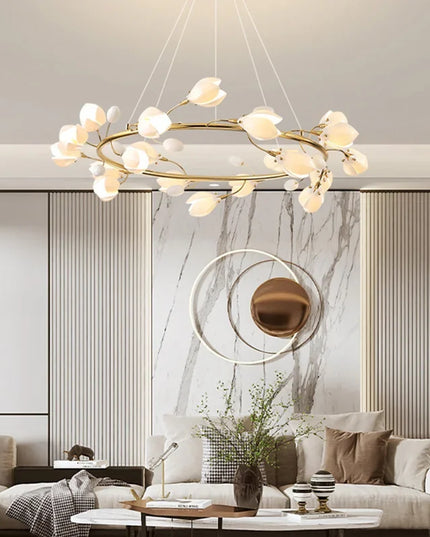 Modern Luxury French Creamy Wind Ceramic Chandelier Living Dining Room Bedroom Led Pendant Lamp Home Decor Hanging Light Fixture