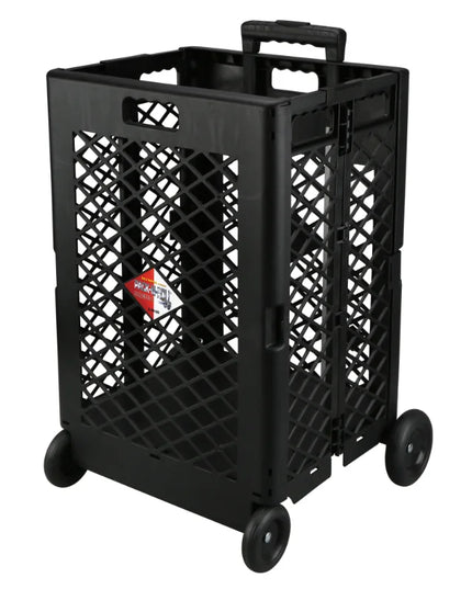 Grid trolley large-capacity plastic folding shopping cart four-wheel plastic folding luggage cart shopping trolley