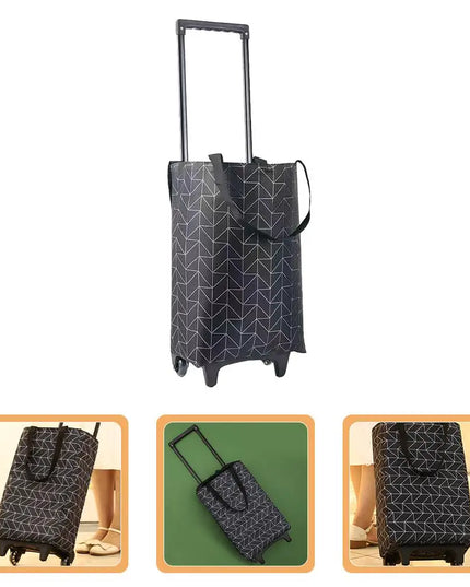 Shopping Cart with Wheels Portable Waterproof Bag Rolling Shopping Bag Trolley Tote Bag Stair Climbing Cart for Traveling Shoppi